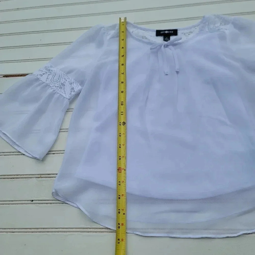 Amy Byer Girls Lace Accent Formal Top Blouse White M (10/12) - Picture 6 of 8